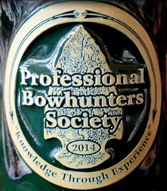 Professional bowhunter society close up 