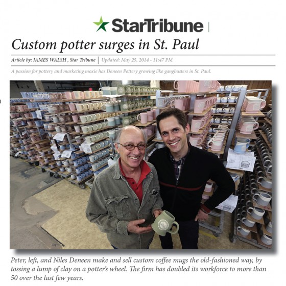 article on Deneen Pottery on star tribune 