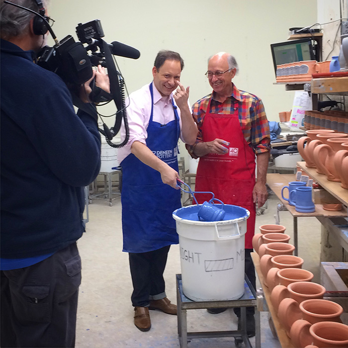 Jason and Peter glazing mugs 