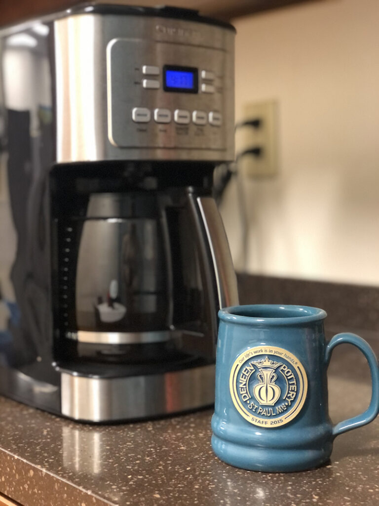 Deneen Pottery with coffee 