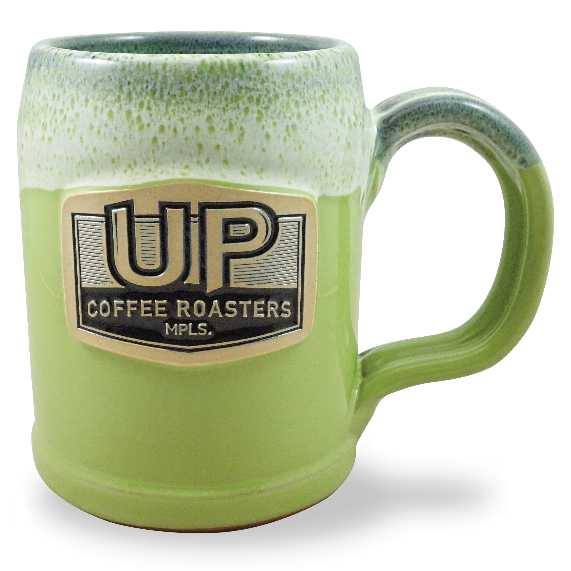 Up Coffee Roasters <a class='qbutton' href='https://deneenpottery.com/mug-styles/german-tankard/'>View More Details</a>